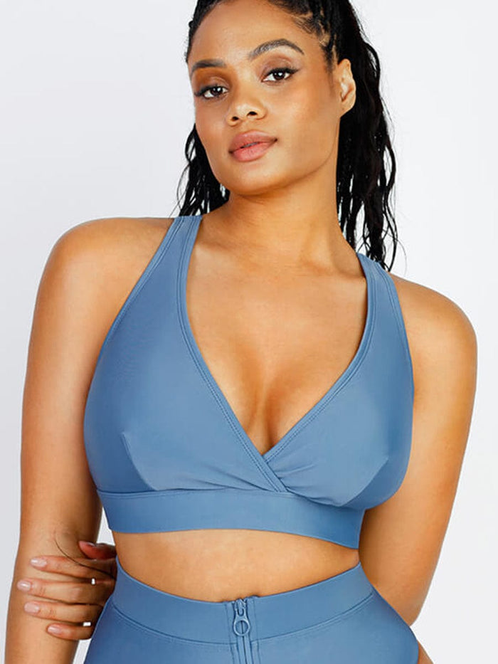 2 Piece Swimsuit | LORENA - Surplice Neckline Bikini Top | Shape Gleam