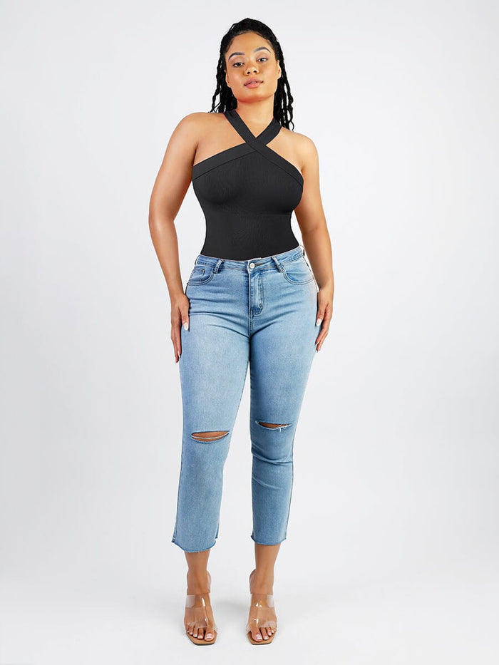 CRETA - Seamless Crossover Halter Bodysuit