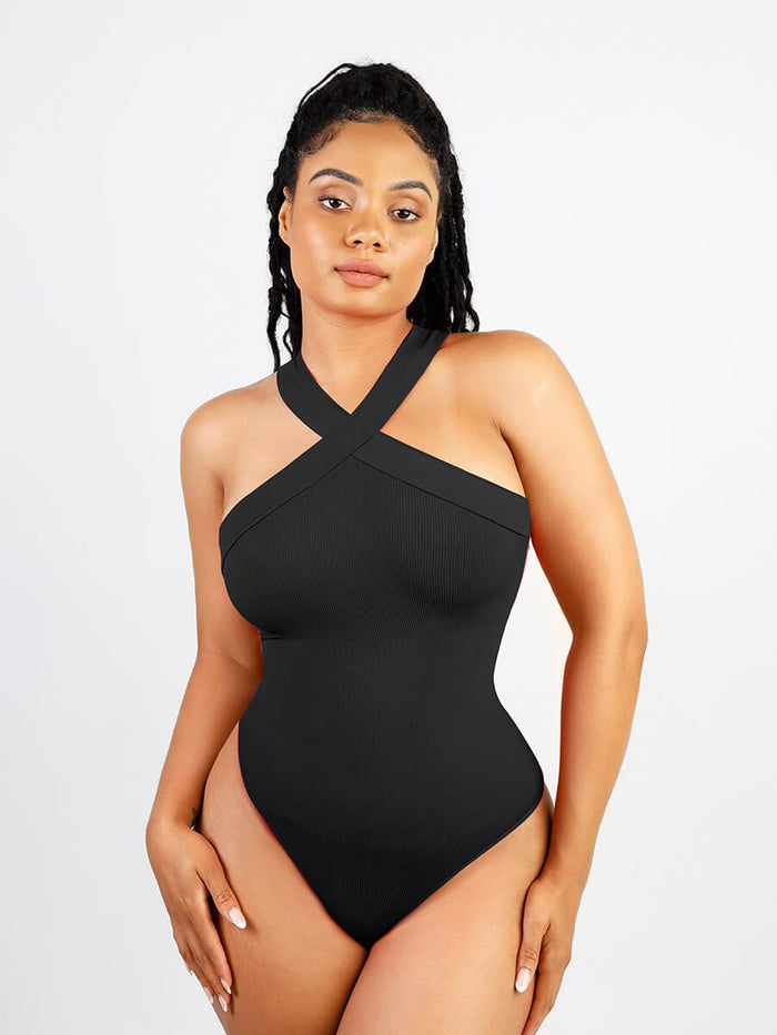 CRETA - Seamless Crossover Halter Bodysuit