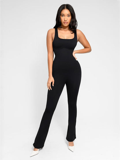 Jumpsuit Flare Leg | Seamless U-Back Flared Jumpsuit | Shape Gleam

